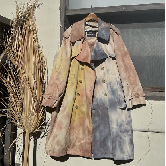 Lizard Queenz Other - SOLD * Custom Pastel Watercolor Tie Dye Vintage Tan Trench Coat